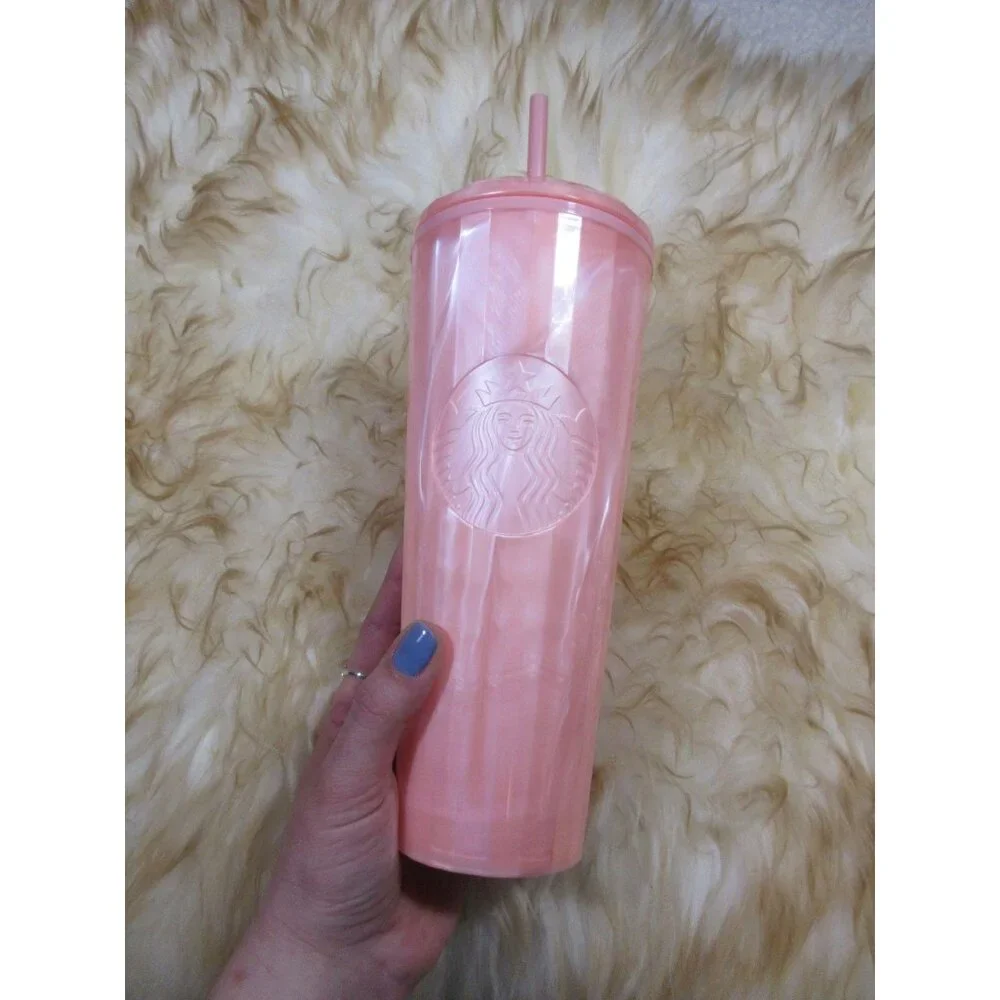 Starbucks pink marble Blush venti‎ tumbler with straw 24oz 2021